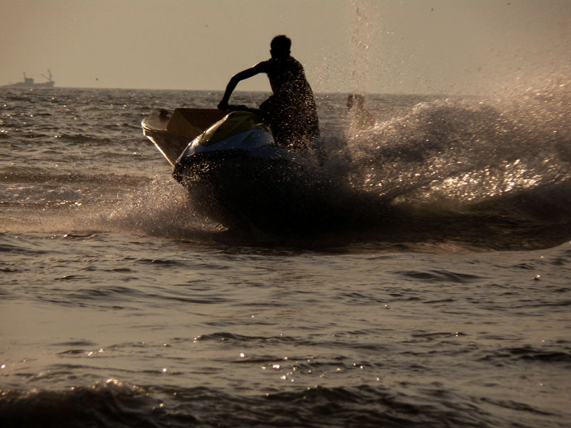 A man on a Jetski at Baga Beach, Goa, copyright Picturejockey : Navin Harish 2005-2009