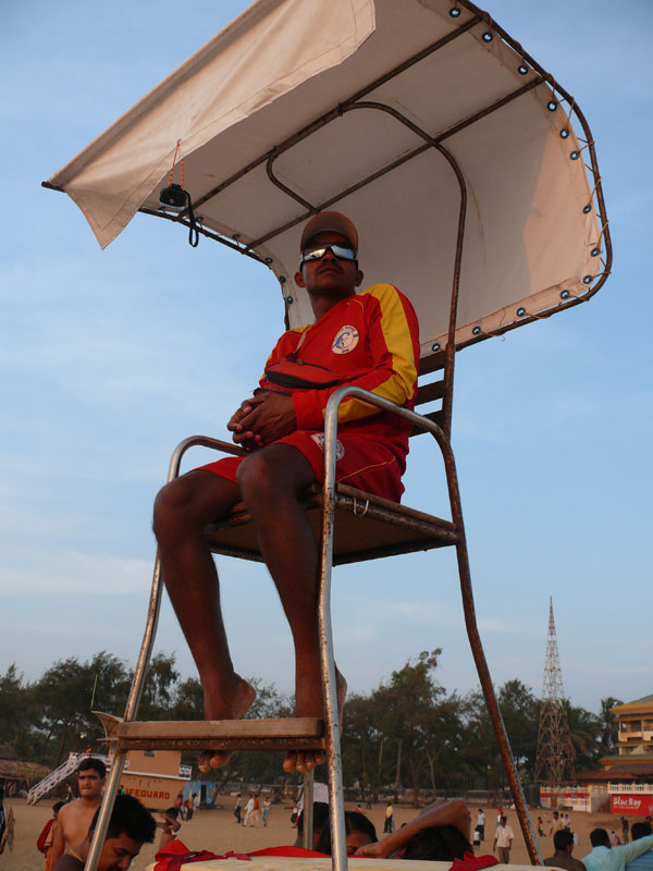 A lifeguard sitting on his observation chair at Calangute Beach, copyright Picturejockey : Navin Harish 2005-2009