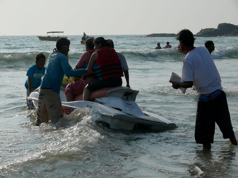 Mira and Nancy going for a ride on a Jetski at baga Beach. Gos, copyright Picturejockey : Navin Harish 2005-2009