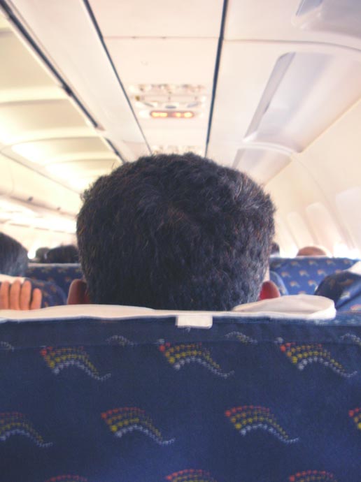 Head on a passenger in the plane