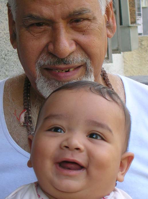 Grandfather-grandson. Manu with my dad in Delhi, enjoyinhg fresh air in the balcony.