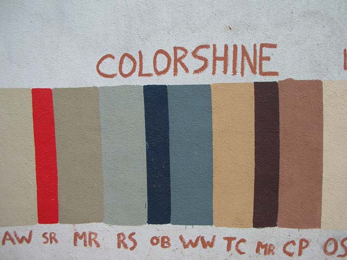 For about 18 months they plastered the walls, now the walls are plastered with swatches like this. I am willing to bet a substantial amount to money that finally they will choose a light colour like white, cream or something like it