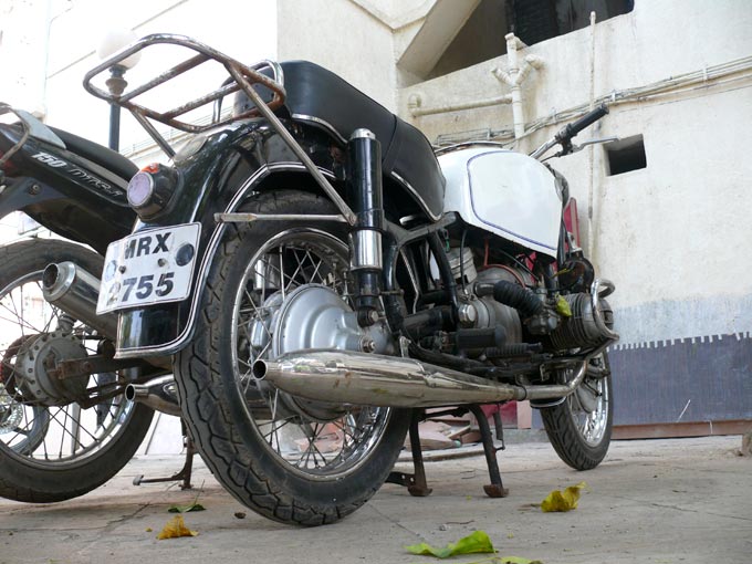 BMW Motorcycle - An image of an old BMW Motorcycle parked in Greenfields, Andheri, Mumbai | copyright Picturejockey : Navin Harish 2005-2007
