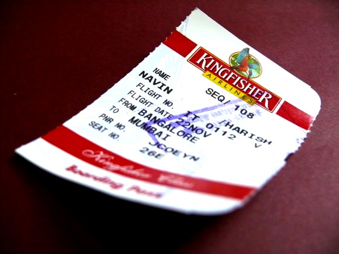 Short changed - An image of the stub of a Kingfisher airlines boadring pass | copyright Picturejockey : Navin Harish 2005-2007