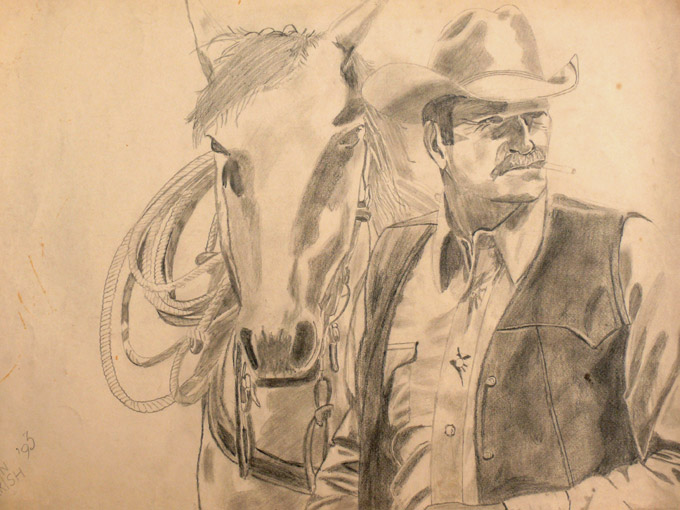 Time to move on... - An image of a sketch of the Marlboro Man made by me in 1993 | copyright Picturejockey : Navin Harish 2005-2007