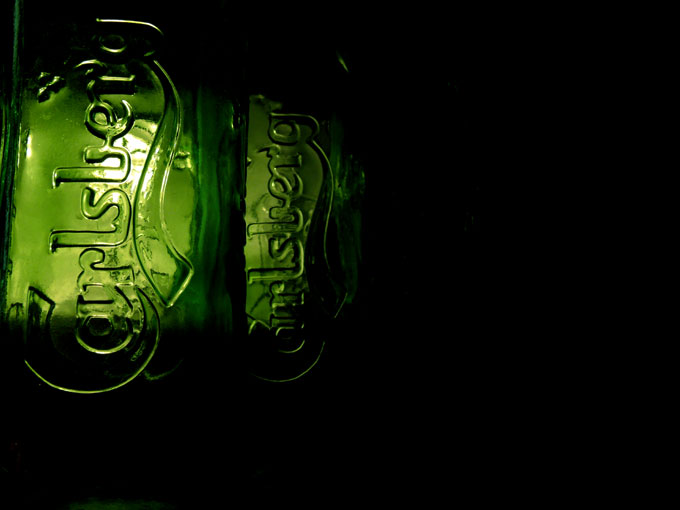 Carlsberg at night - An image of Carlsberg bottles in dark | copyright Picturejockey : Navin Harish 2005-2008