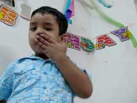 Blowing a kiss : Manuraj on his fourth birthday