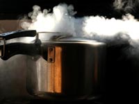 The cloud factory - An image of steam coming out of a pressure cooker