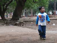 Another superhero : Manu is a Superman shirt at Aarey Colony