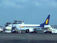 All ready for the next flight...or may be not - A jet airways Boeing 737 at Mumbai airport