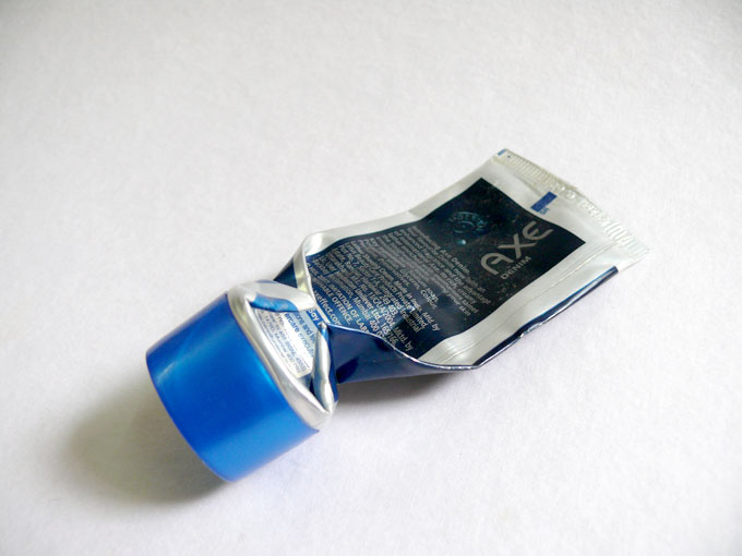 An empty tube of Axe Denim Shaving Cream , copyright Picturejockey : Navin Harish 2005-2009