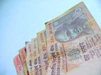 A symbol for Indian Currency - A bundle of ten and twenty rupees notes of Indian currency