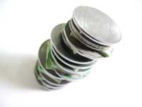 Clothing on monthly installments - A tower of coins and two way tape made by Manuraj
