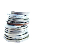 Coin stack - coins of diferent currencies