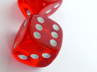 Six again - Three red dice with six facing up